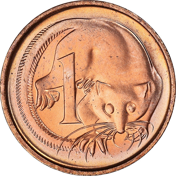 Australia Coin | 1 Cent | Elizabeth II | Feather tailed glider | KM62 | 1966 - 1984