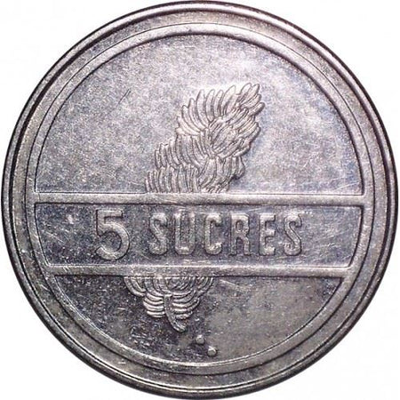 Ecuador | 5 Sucres Coin | Bananas | Km:91 | 1988 - 1991