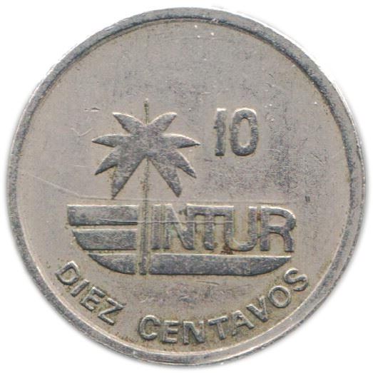 10 Centavos Coin | 21mm | INTUR | Non-magnetic | Km:415.2 | 1989