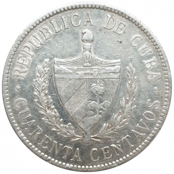 40 Centavos Coin | Silver | Km:14 | 1915 - 1920