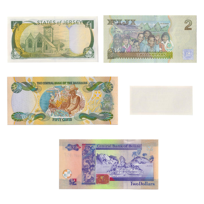 5 Banknote | Queen Elizabeth II | Hong Kong | Jersey | Fiji | Belize | Bahamas