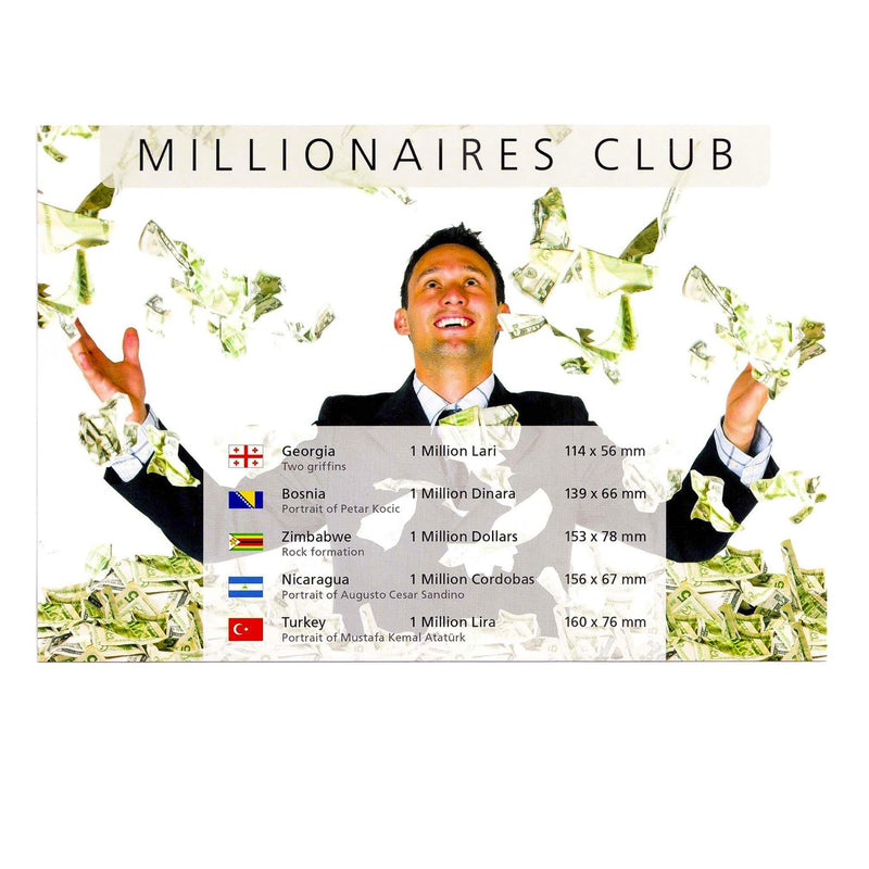 5 Banknote Set | Millionaires Club | Currency of 1 Million | Lari | Dinara | Dollars | Cordobas | Lira
