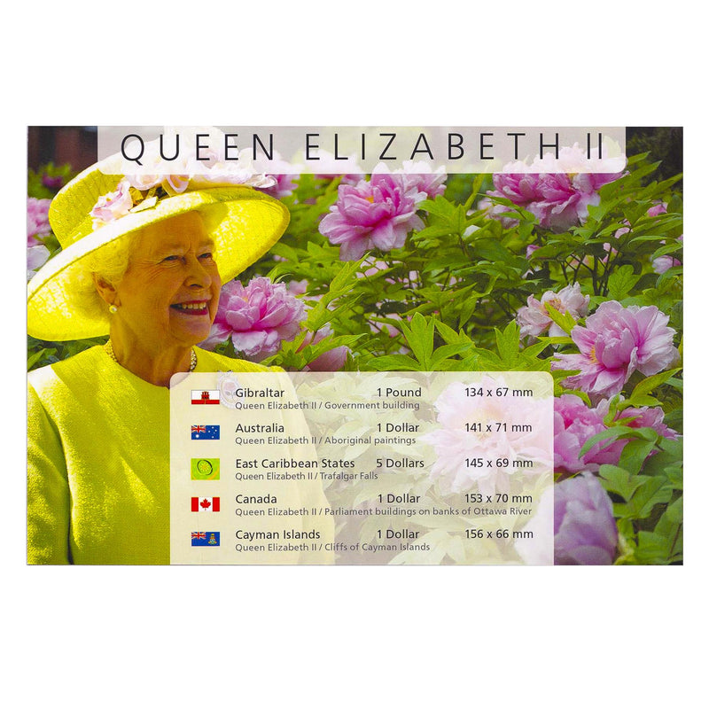 5 Banknote Set | Queen Elizabeth II | Gibraltar | Australia | East Caribbean States | Canada | Cayman Islands