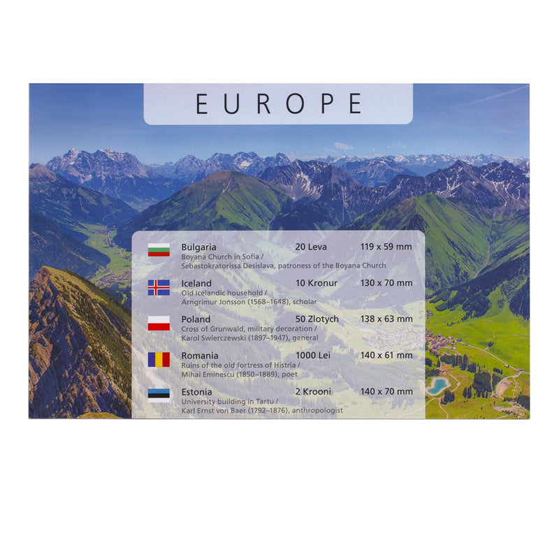5 Banknote Setfrom Europe | Bulgaria | Iceland | Poland | Romania | Estonia