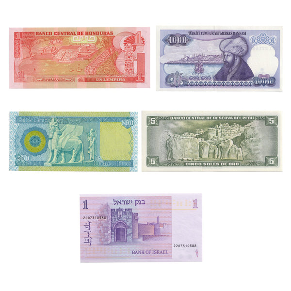 5 Banknotes Set | Ancient Cultures | Canaan | Ottoman Empire | Mesopotamia | Maya | Inca