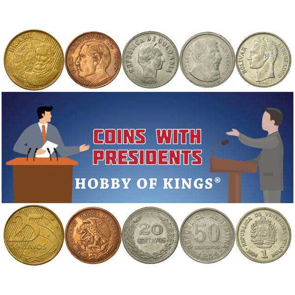 5 Coin Collection | Latin American Presidents | National Figures | Heads of State| Political Leaders | 1952 - 2021