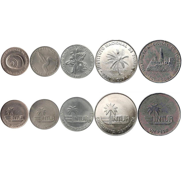 5 Coin Set | 5 10 25 50 Centavos 1 Peso Coin | Without number | INTUR | Km:411 | 1981