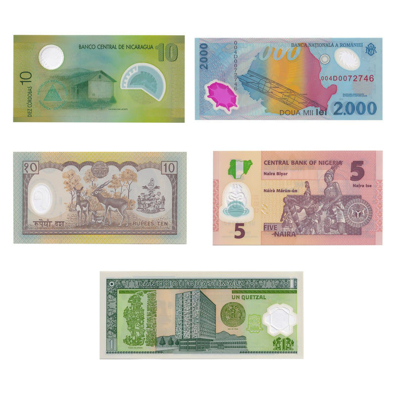 5 Polymer Banknotes | Nigeria | Nicaragua | Nepal | Romania | Guatemala