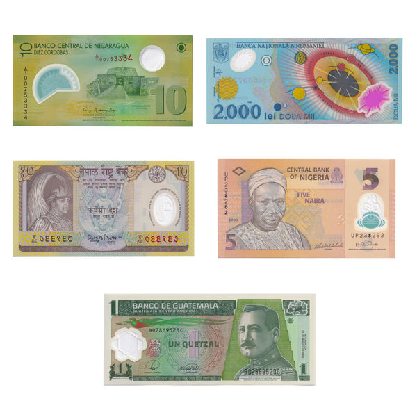5 Polymer Banknotes | Nigeria | Nicaragua | Nepal | Romania | Guatemala