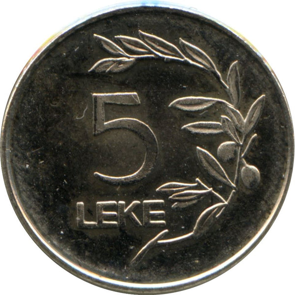 Albania 5 Leke Coin | Eagle | Olive Branch | KM76 | 1995 - 2014