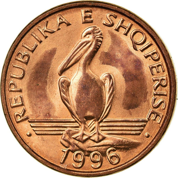 Albanian 1 Lek Coin | Dalmatian Pelican | KM75 | 1996