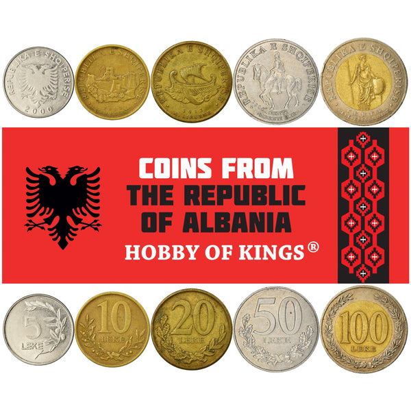 Albanian 5 Coin Set 5 10 20 50 100 Lekë | Teuta | Genthios | Eagle | Berat | Olive | Liburn | Albania | 1995 - 2020