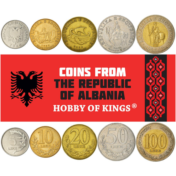 Albanian 5 Coin Set 5 10 20 50 100 Lekë | Teuta | Genthios | Eagle | Dolphin | Berat | Olive | Liburn | Albania | 1995 - 2020