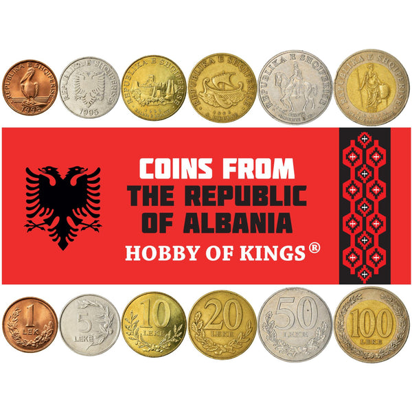Albanian 6 Coin Set 1 5 10 20 50 100 Lekë | Teuta | Genthios | Eagle | Pelican | Berat | Olive | Liburn | Albania | 1995 - 2020