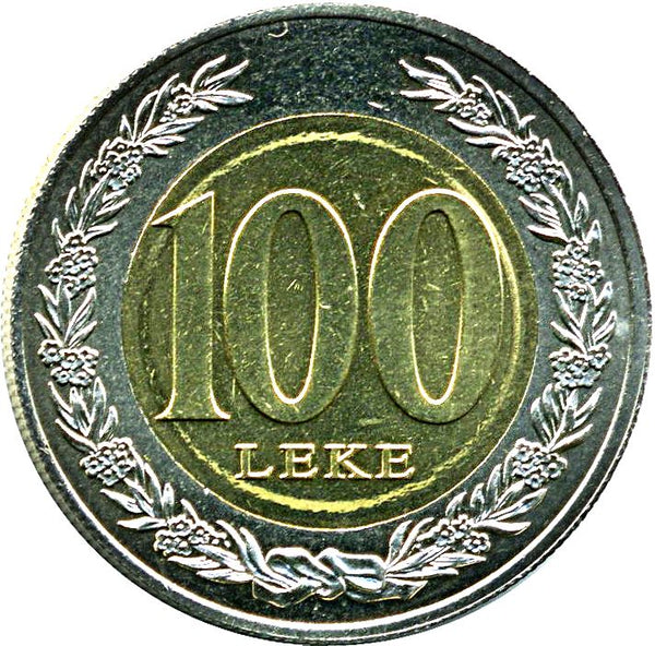 Albanian Coin 100 Lekë | Queen Teuta Motif | Spear | Shield | Flowers | KM80 | 2000