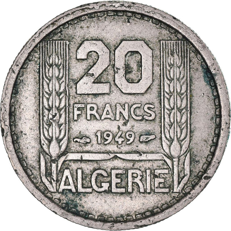Algeria | 20 Francs Coin | Marianne | Phrygian Cap | KM91 | 1949 - 1956