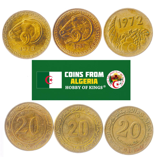 Algeria | 20 Santimat | 3 Coins | Agricultural Revolution | Animal Resources | FAO | 1964 - 1974