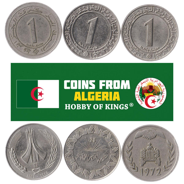 Algeria 3 Commemorative Coins 1 Dinar FAO 1972 - 1987