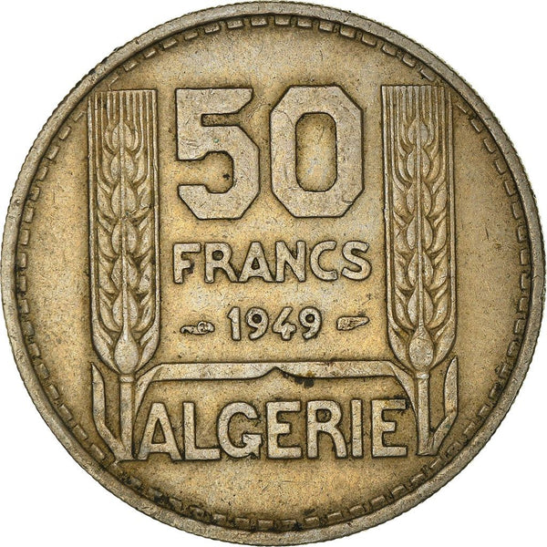 Algeria 50 Francs Coin | Marrianne | Phrygian Cap | KM92 | 1949