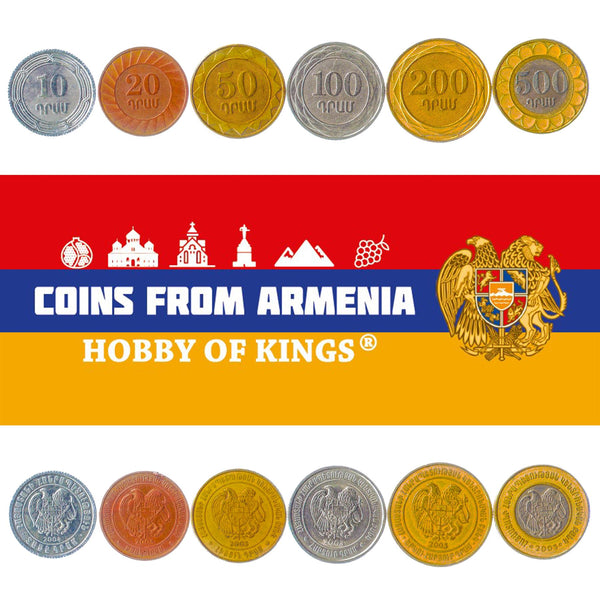 Armenian 6 Coin Set 10 20 50 100 200 500 Dram | Armenia | 2002 - 2004