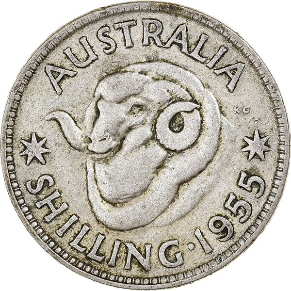 Australia | 1 Shilling Coin | Elizabeth II | Ram | KM59 | 1955 - 1963