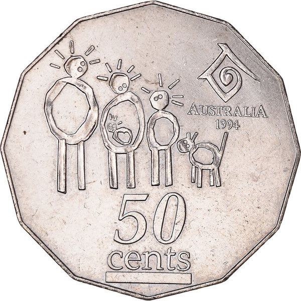 Australia | 50 Cents Coin | Elizabeth II | Family Year | Child Drawing | KM257 | 1994