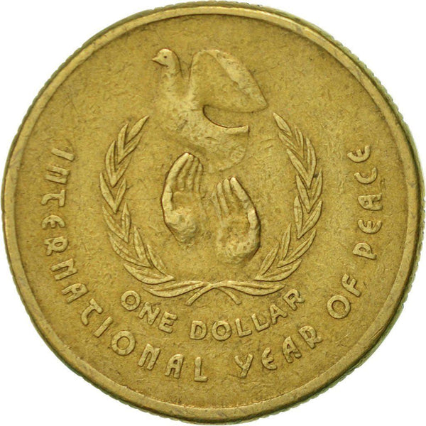 Australia Coin | 1 Dollar | Elizabeth II | International Year of Peace | Dove | KM87 | 1986
