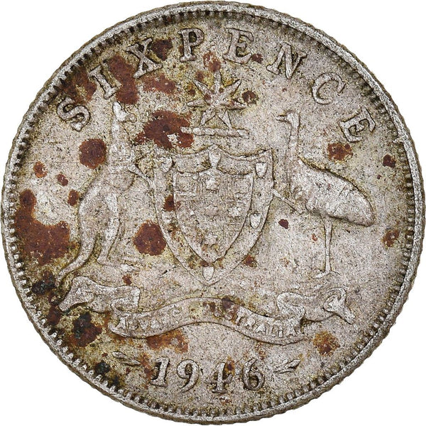 Australia Coin | 6 Pence | George VI | KM38a | 1946 - 1948