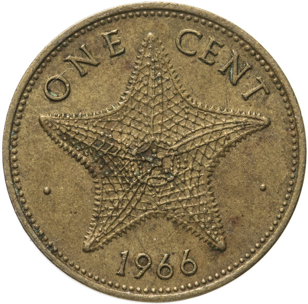 Bahamas | 1 Cent Coin | Queen Elizabeth II | Starfish | KM2 | 1966 - 1969