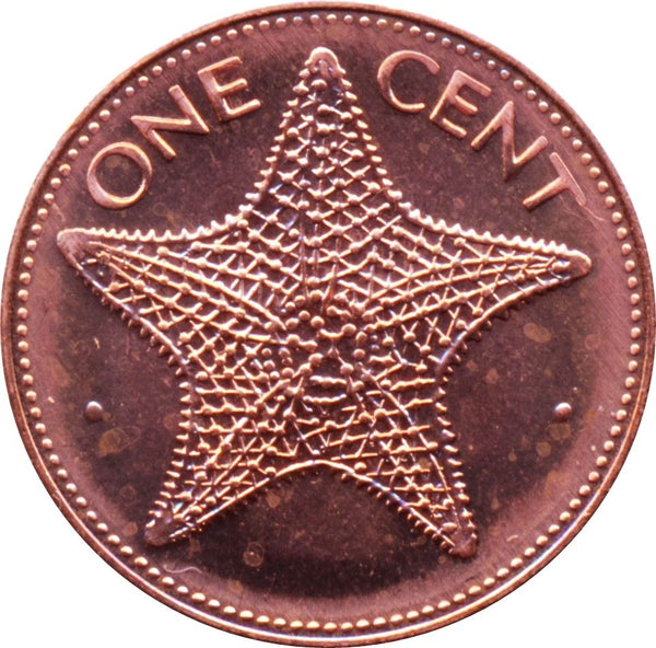 Bahamas | 1 Cent Coin | Starfish | Flamingo | Marlin | KM59a | 1985 - 2004