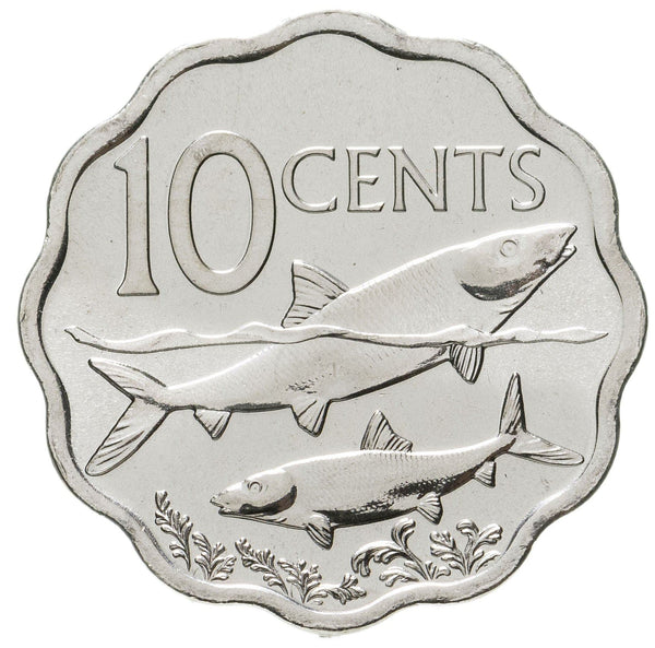Bahamas | 10 Cents Coin | Bonefish | Flamingo | Marlin | KM219 | 2007 - 2016
