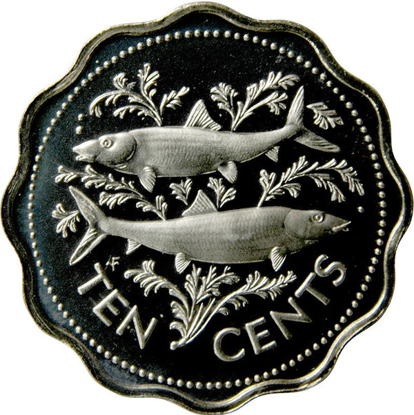 Bahamas | 10 Cents Coin | Bonefish | Flamingo | Marlin | KM61 | 1974 - 2005