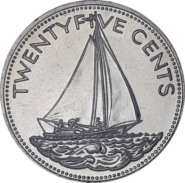 Bahamas | 25 Cents Coin | Sailboat | Flamingo | Marlin | KM63.2 | 1991 - 2005