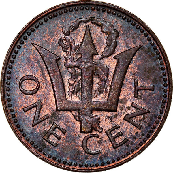 Barbados 1 Cent Coin | Queen Elizabeth II | Trident | KM10 | 1973 - 1991