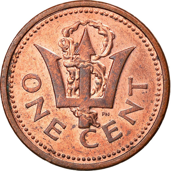 Barbados 1 Cent Coin | Queen Elizabeth II | Trident | KM10a | 1987 - 2007