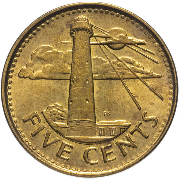 Barbados 5 Cents Coin | Queen Elizabeth II | South Point Lighthouse | KM11a | 2007 - 2019