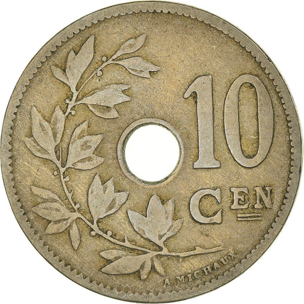 Belgian 10 Centimes Coin | Leopold II Belgie | Olive Branch | Star | KM49 | 1902 - 1903