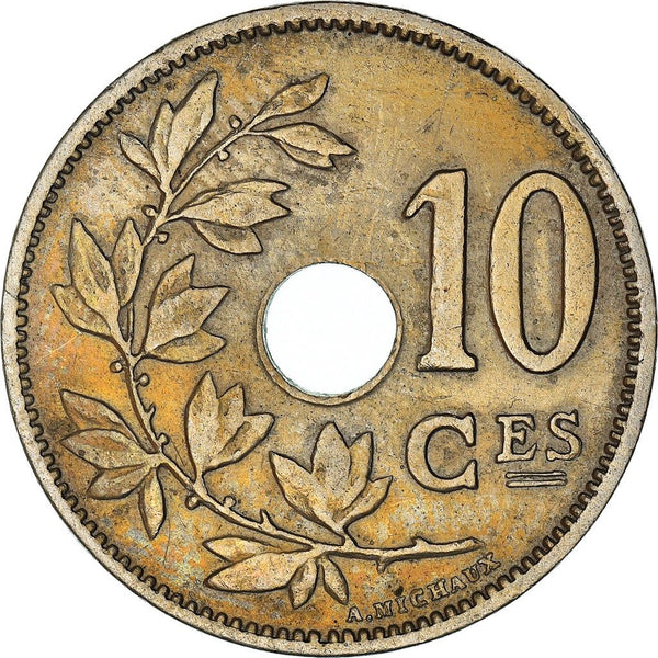 Belgian 10 Centimes Coin | Leopold II Belgique | Olive | Star | KM48 | 1901 - 1903