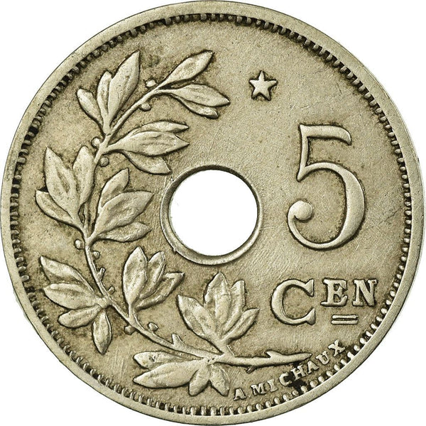 Belgian 5 Centimes Coin | Albert I Belgie | Star | Sprig | KM94 | 1930 - 1931