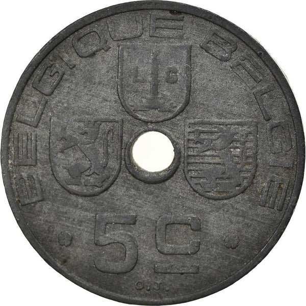 Belgian 5 Centimes Coin | Leopold III BELGIQUE | Li�ge | Arlon | KM123 | 1941 - 1943