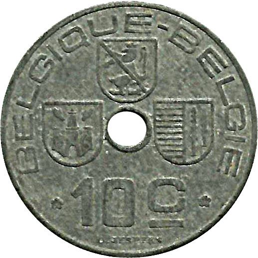 Belgian Coin 10 Centimes - Léopold III BELGIQUE | Liège | Arlon | KM125 | 1941 - 1946