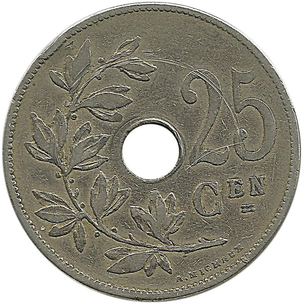Belgian Coin 25 Centimes - Léopold II België | Olive Branch | Star | KM63 | 1908