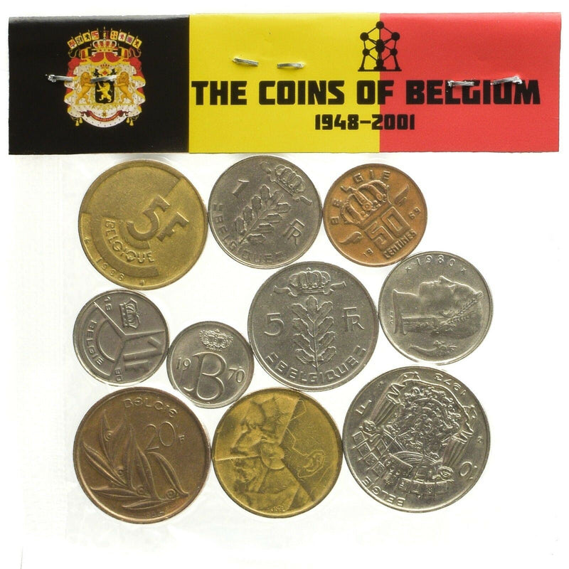 Belgium 10 Mixed Coins | Centimes Francs | Ceres | Cornucopia | Albert II | Baudouin I 1948 - 2001