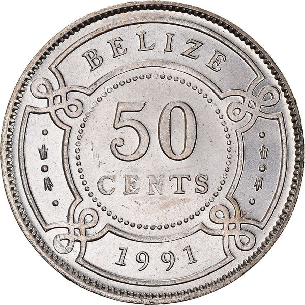 Belizean 50 Cents Coin | Queen Elizabeth II | KM37 | Belize | 1974 - 2016