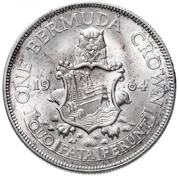 Bermuda | 1 Crown Coin | Queen Elizabeth II | Lion | KM14 | 1964