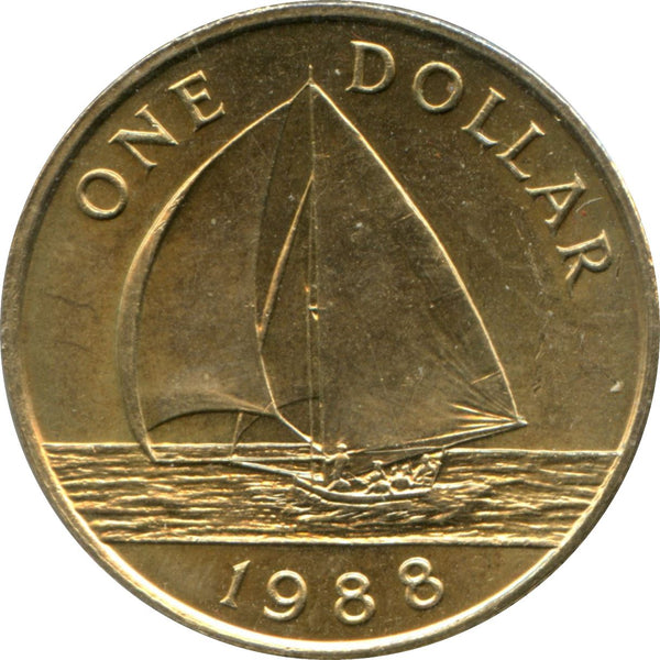 Bermuda | 1 Dollar Coin | Bermuda Fitted Dinghy | Sailing Boat | KM56 | 1988 - 1997