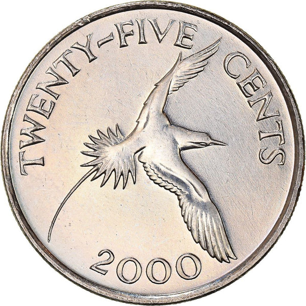 Bermuda | 25 Cents Coin | Queen Elizabeth II | White-Tailed Tropicbird | KM110 | 1999 - 2017
