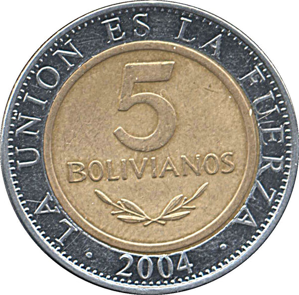 Bolivia 5 Bolivianos | KM212 | 2001 - 2004