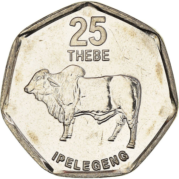 Botswana 25 Thebe Coin | Zebu | KM28 | 1998 - 2009