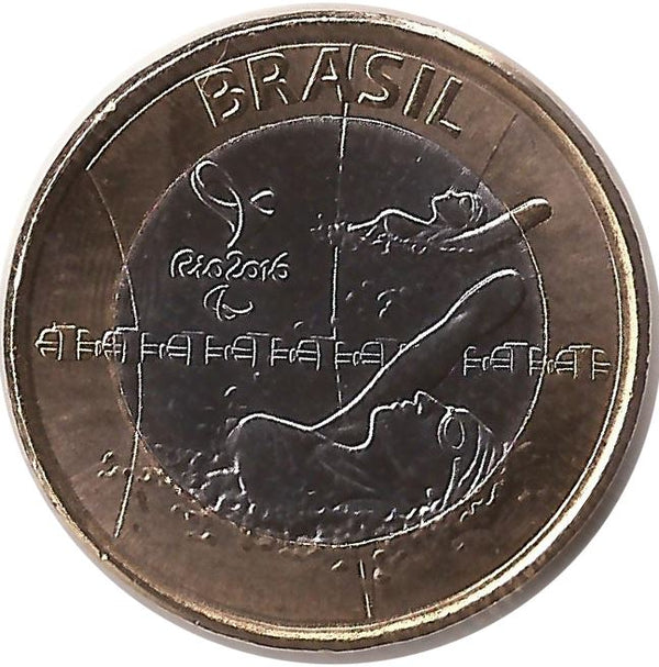 Brazil 1 Real Coin | Olympic Games Rio | 2016 - Paralympic Swimming | KM725 | 2016
